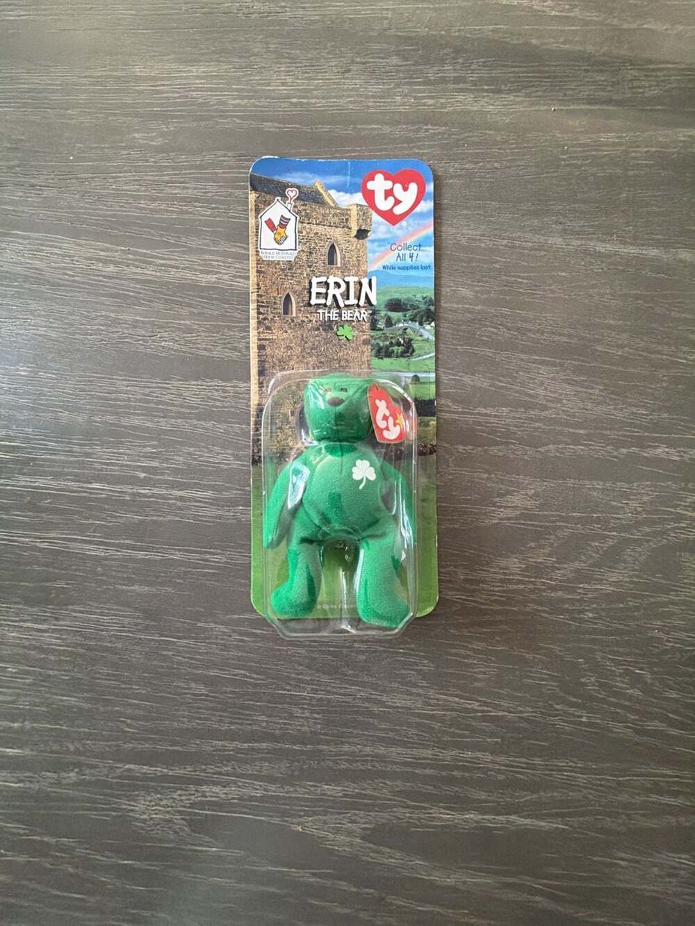1999 Ty McDonald's Teenie Beanie Baby Erin The Bear Plush Toy